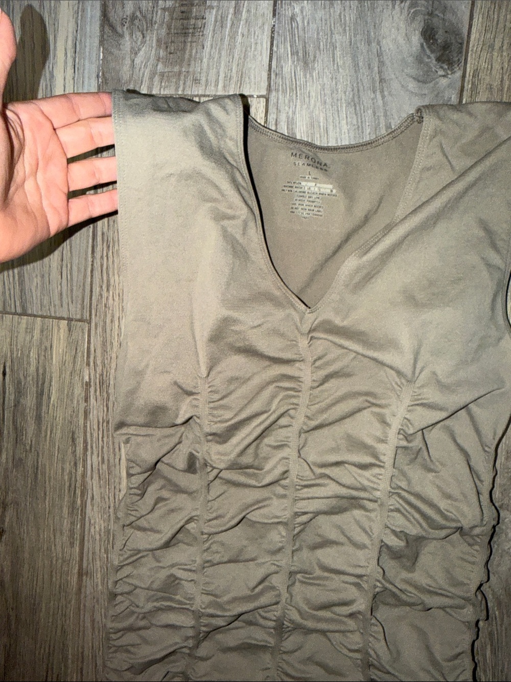 Merona Taupe Ruched V-Neck Tank Top - Picture 3 of 4